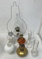 YOUNGS HANGING CLEAR GLASS PARAFFIN LAMP ALONG WITH 3 OTHERS -4-