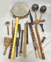 MUSICAL INSTRUMENTS TO INCLUDE TAMBOURINE, MARACAS, CHANTER,