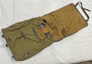 WW2 GERMAN ARMY BACK PACK OF CANVAS AND LEATHER CONSTRUCTION, HIDE COVERING TO EXTERIOR,