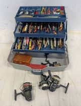 SHAKESPEARE LURE BOX WITH LARGE QUANTITY OF LURES TO INCLUDE ABU TOBY,