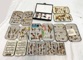 SELECTION OF FLY TINS, SOME WITH CONTENTS OF FLIES,