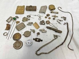 SELECTION OF VARIOUS ITEMS TO INCLUDE A SCRAP PIECE OF 9 CARAT GOLD, POCKET WATCH PARTS,