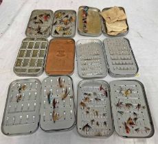 6 RICHARD WHEATLEY FLY TINS WITH CONTENTS -6-