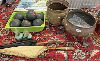 COPPER & BRASS COAL BUCKETS, BOWLS, PARASOLS,