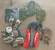 VARIOUS FISHING RELATED ACCESSORIES TO INCLUDE FISHPOND FLY VEST, VISION CHEST PACK,