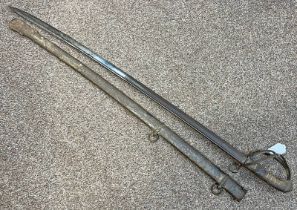 1822 PATTERN BRITISH LIGHT CAVALRY OFFICERS SWORD WITH 35 INCH PIPE BACKED BLADE WITH ITS STEEL