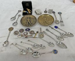 HAGGS CASTLE GOLF CLUB BADGES, BALMORE CLUB SPOON, MATCH BOX DECORATED WITH GOLF CLUBS,