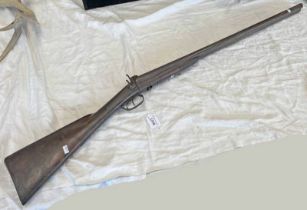 19TH CENTURY PIN FIRE DOUBLE BARRELLED SPORTING GUN (AS FOUND)