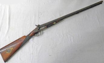 12 BORE DOUBLE BARRELLED PERCUSSION SPORTING GUN WITH 30" SIGHTED BARRELS,