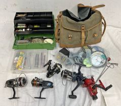 SELECTION OF SPINNING REELS AND RELATED LURES ETC TO INCLUDE OKUMA BRAHMA POWER SPINNING REEL,