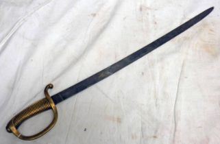 COPY OF A 1840 MODEL SPANISH INFANTRY BRIQUET SWORD WITH 69CM LONG BLADE STAMPED "FCA DE TOLEDO