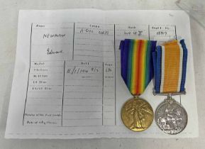 WARRANT OFFICER CLASS II E NEWMAN ARMY CYCLIST CORPS VICTORY AND BRITISH MEDALS (18917) W.O.