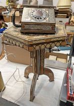 ANGLO INDIAN STYLE INLAID TABLE WITH MATCHING PHONE