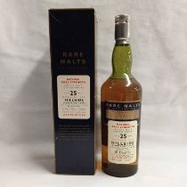 1 BOTTLE HILLSIDE 25 YEAR OLD NATURAL CASK STRENGTH SINGLE MALT WHISKY, RARE MALTS SELECTION,