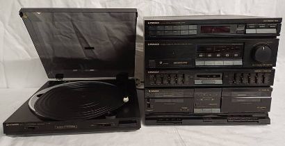PIONEER RX-27L STEREO CASSETTE TAPE RECEIVER TOGETHER WITH PL-ZS1 STEREO TURNTABLE AND S-Z71 STEREO