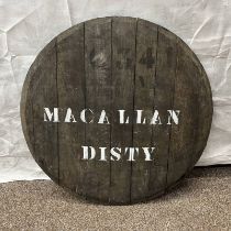 WHISKY BARRELL LID MARKED MACALLAN DISTY.