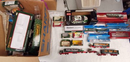 SELECTION OF VARIOUS LOOSE EDDIE STOBART RELATED MODEL VEHICLES AND EMPTY BOXES