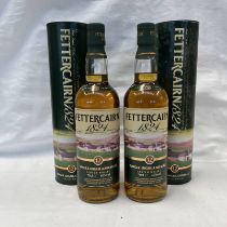 2 BOTTLES FETTERCAIRN 12 YEAR OLD SINGLE MALT WHISKY - 70CL, 40% VOL IN TUBE.