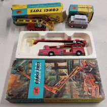 3 CORGI TOY MODEL VEHICLES INCLUDING 1127 - SIMON SNORKEL FIRE ENGINE TOGETHER WITH 420 - FORD