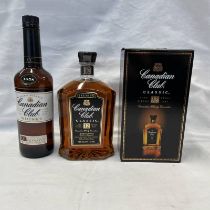2 BOTTLES : CANADIAN CLUB CLASSIC 12 YEAR OLD - 1 LITRE, 40% & ONE OTHER BOTTLE CANADIAN CLUB.