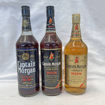 3 BOTTLES OF CAPTAIN MORGAN RUM, THE ORIGINAL.