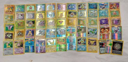 SELECTION OF APPROXIMATELY SIXTY 'SHINY/HOLO' POKEMON TRADING CARDS INCLUDING 1ST EDITION MACHAMP &