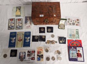 SELECTION OF MOSTLY UK COINS & BANKNOTES TO INCLUDE 1994, 1996 & 1997 BU COIN SETS,