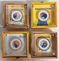 4 X SILVER PROOF PADDINGTON 50P COINS TO INCLUDE 2018 'AT THE PALACE', 2018 'AT THE STATION',