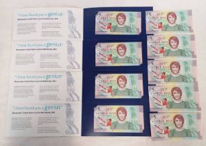 9 X 2006 ULSTER BANK GEORGE BEST FIVE POUNDS, BANKNOTES,