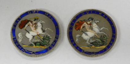 1818 GEORGE III CROWN WITH ENAMELLED REVERSE & 1819 GEORGE III CROWN ENAMELLED TO BOTH SIDES