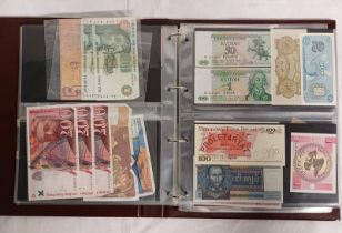 ALBUM OF VARIOUS WORLD BANKNOTES TO INCLUDE NIGERIA, ZAIRE, USA, INDONESIA, CHINA, CONGO, POLAND,