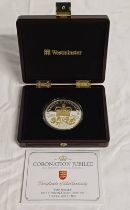 2013 JERSEY CORONATION JUBILEE SILVER PROOF 5oz £10 COIN, IN CASE OF ISSUE, WITH C.O.A.