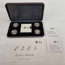 2013 UK COINS OF A NATION FLORAL £1 COLLECTION, IN CASE OF ISSUE, WITH C.O.