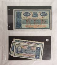 8 X BRITISH LINEN BANK BANKNOTES TO INCLUDE 1944 AND 1962 £5 AND 1949, 2 X 1958, 1966,