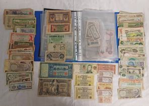 ALBUM OF VARIOUS WORLD BANKNOTES TO INCLUDE HUNGARY, OMAN, JAPAN, NIGERIA, BELGIUM, GERMAN NOTGELD,