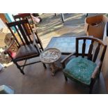 OAK RECTANGULAR COFFEE TABLE WITH METAL FIXTURES & NAUTICAL PRINT INSET TOP,