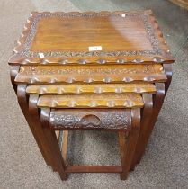 NEST OF 4 HARDWOOD TABLES