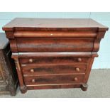19TH CENTURY MAHOGANY OGEE CHEST WITH 1 DEEP DRAWER OVER 3 LONG DRAWERS & LONG SHALLOW DRAWER ABOVE