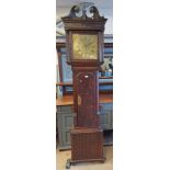 19TH CENTURY OAK LONG CASE CLOCK WITH ONE WEIGHT & PEDULUM & BRASS DIAL SIGNED JERE : STANDRING