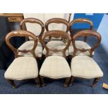 SET OF 6 MAHOGANY BALLOON BACK DINING CHAIRS ON REEDED SUPPORTS