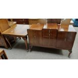 20TH CENTURY MAHOGANY SIDEBOARD WITH 2 DRAWER & 3 PANEL DOORS AND MAHOGANY DRAW LEAF TABLE