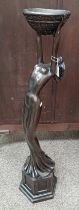 ART DECO FIGURAL STANDARD LAMP OF LADY WITH A BOWL - 94 CM TALL