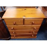 PINE CHEST OF 2 SHORT OVER 3 LONG DRAWERS.