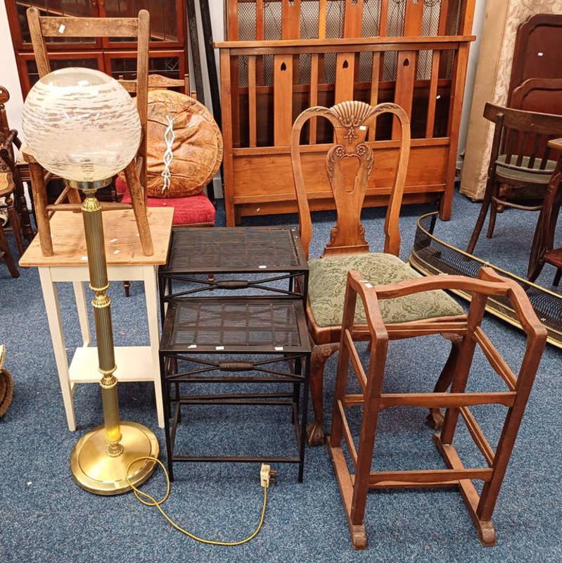 MAHOGANY TOWEL RAIL, ELM CHILD'S CHAIR,