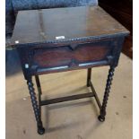 OAK RECTANGULAR TABLE ON BARLEY TWIST SUPPORTS.