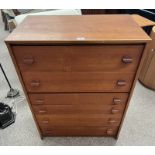 TEAK CHEST OF 6 DRAWERS.