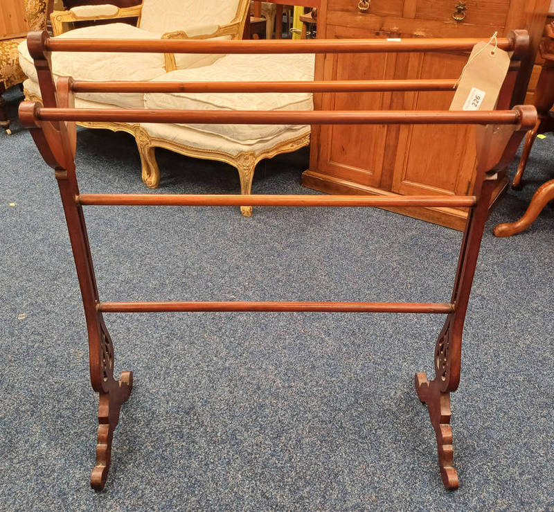 19TH CENTURY MAHOGANY TOWEL RAIL WITH SHAPED ENDS