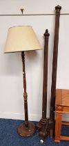 PAIR OF MAHOGANY STANDARD LAMPS WITH REEDED COLUMNS - AF & ONE OTHER STANDARD LAMP