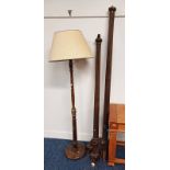 PAIR OF MAHOGANY STANDARD LAMPS WITH REEDED COLUMNS - AF & ONE OTHER STANDARD LAMP