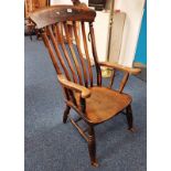 ELM SPAR BACK CHAIR ON TURNED SUPPORTS